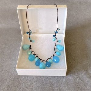 Blue beaded light summer necklace